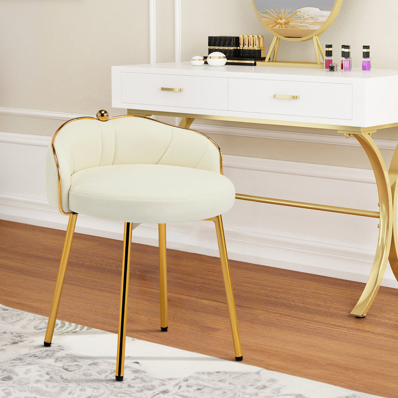 Furniliving Cute Vanity Chair With Golden Legs