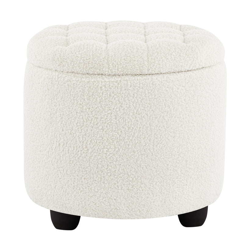 Linen Upholstered Storage Ottoman