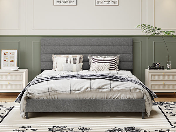 Furniliving Leonard Contemporary Modern Upholstered Platform Bed