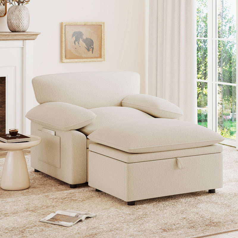 Oversized Accent Chair with Storage Ottoman