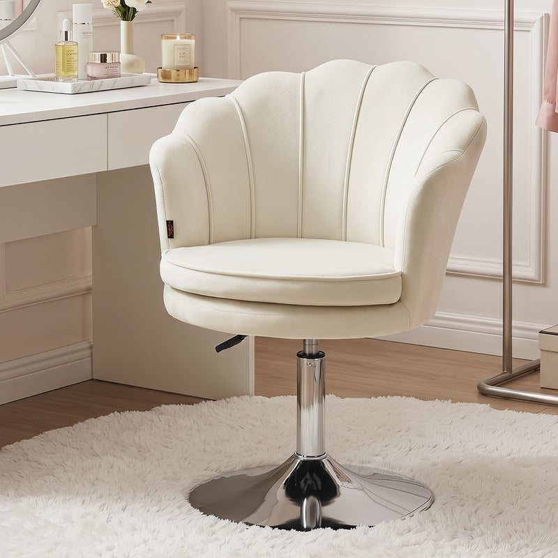 Swivel Makeup Chair with Ergonomic Lotus-Shaped Backrest
