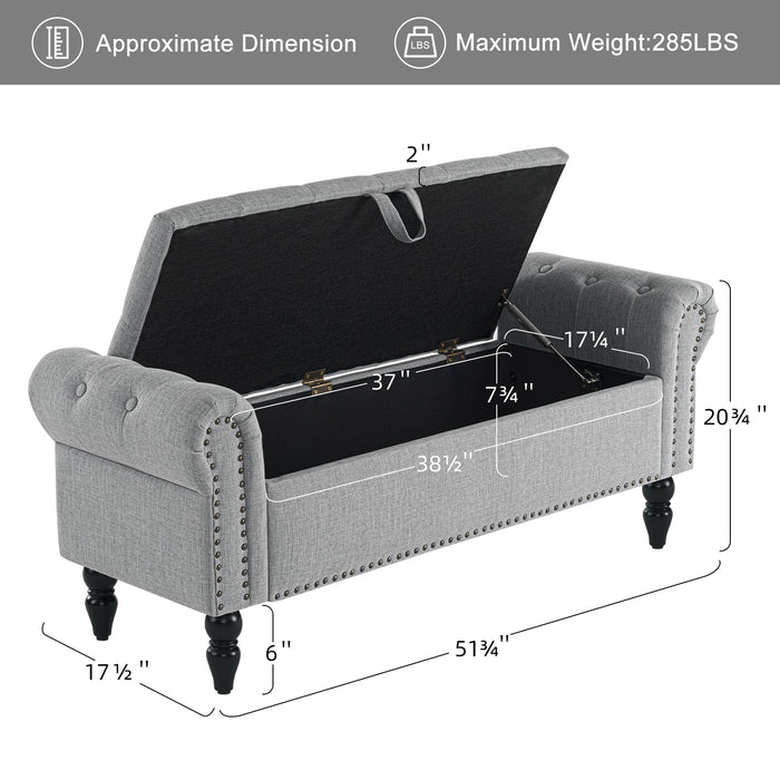 Zakhar Button Tufted Storage Bedroom Bench