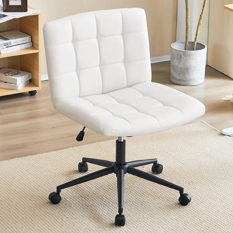 Keavey PU Leather Swivel Home Office Chair White