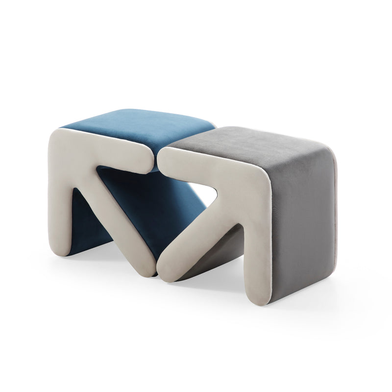 Furniliving Modern Creative Upholstered Velvet Sofa Stool Kids Stool Footstool Ottoman Arrow Design Handicraft Decoration for Living Room Bedroom