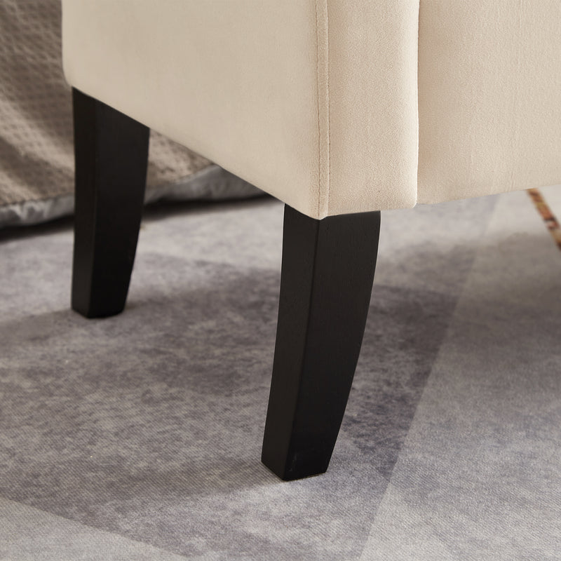 51.5" Bed Bench with Storage Beige Velvet