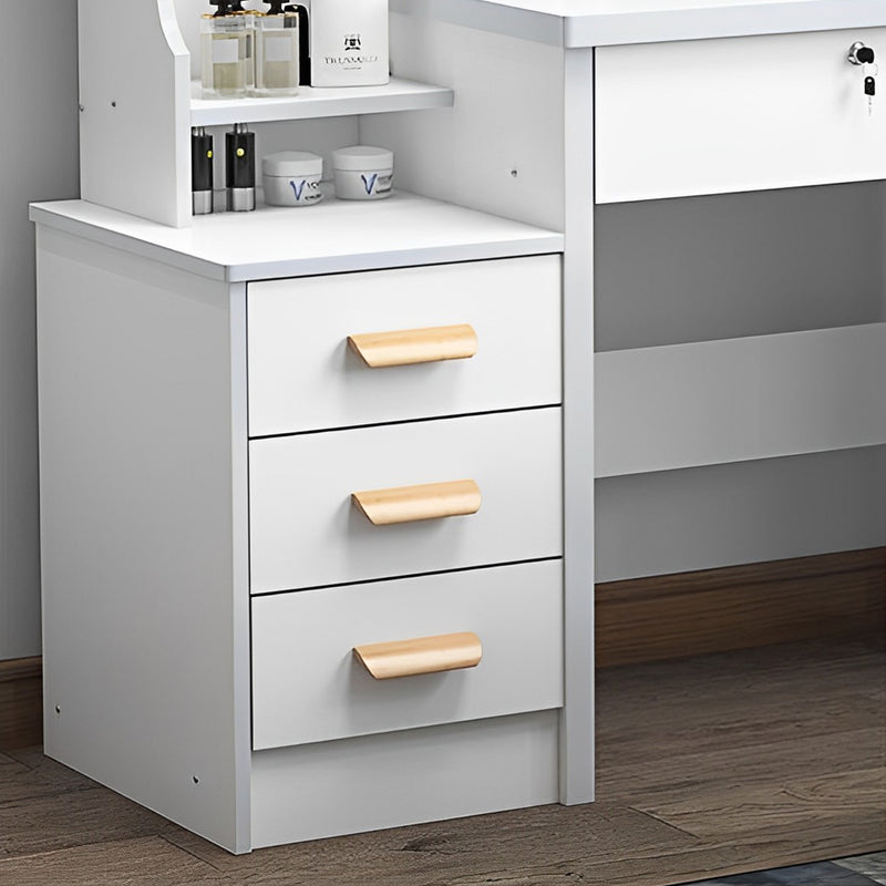 Vanity Desk with Mirror and Lights for Makeup and Chair, Vanity Mirror with Lights and Table Set with 3 Color Lighting Brightness Adjustable, 4 Drawers