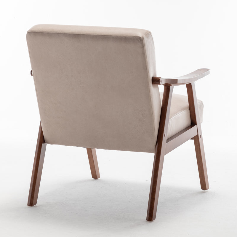 Furniliving Mid-Century Modern Chair, Living Room Chair with Solid Wood Frame, Accent Chair Extra-Thick Backrest, Wingback Chair for Bedroom, Reading Room, Living Room, Lounge Chair Indoor