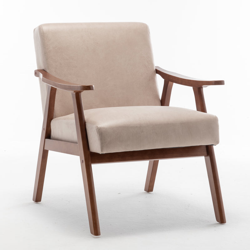 Furniliving Mid-Century Modern Chair, Living Room Chair with Solid Wood Frame, Accent Chair Extra-Thick Backrest, Wingback Chair for Bedroom, Reading Room, Living Room, Lounge Chair Indoor