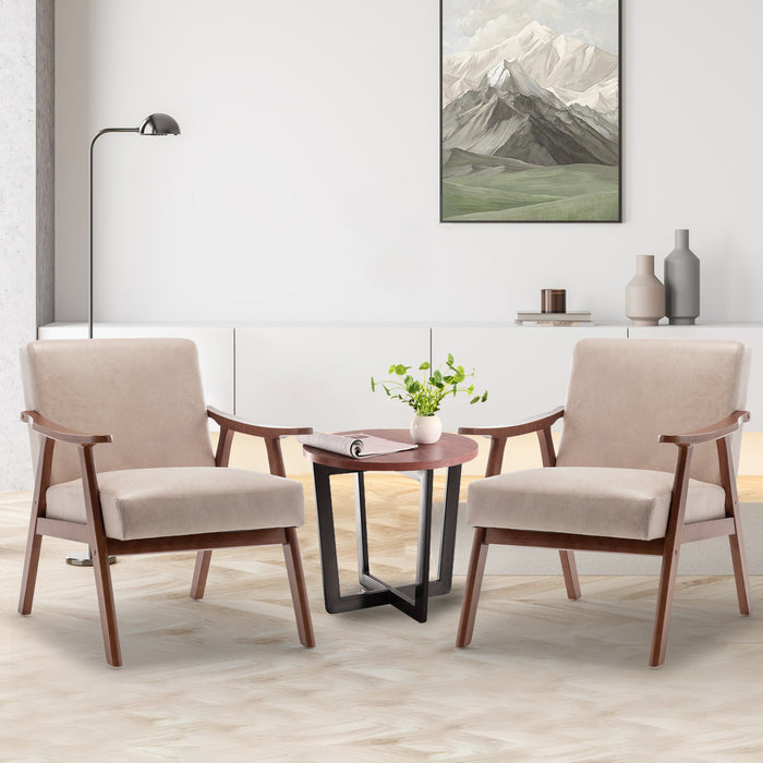 Furniliving Mid-Century Modern Chair, Living Room Chair with Solid Wood Frame, Accent Chair Extra-Thick Backrest, Wingback Chair for Bedroom, Reading Room, Living Room, Lounge Chair Indoor