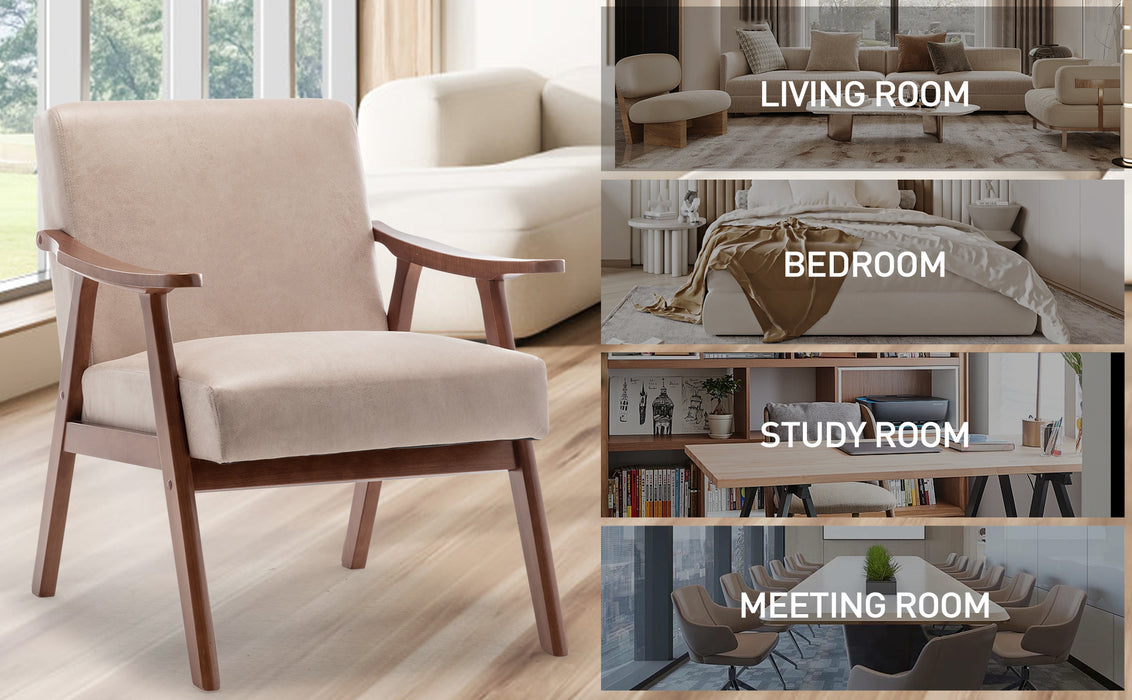 Furniliving Mid-Century Modern Chair, Living Room Chair with Solid Wood Frame, Accent Chair Extra-Thick Backrest, Wingback Chair for Bedroom, Reading Room, Living Room, Lounge Chair Indoor