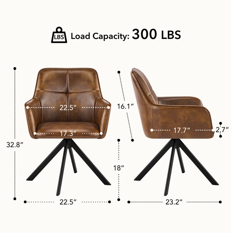 Grid-Tufted Swivel Dining Chairs Set of 2