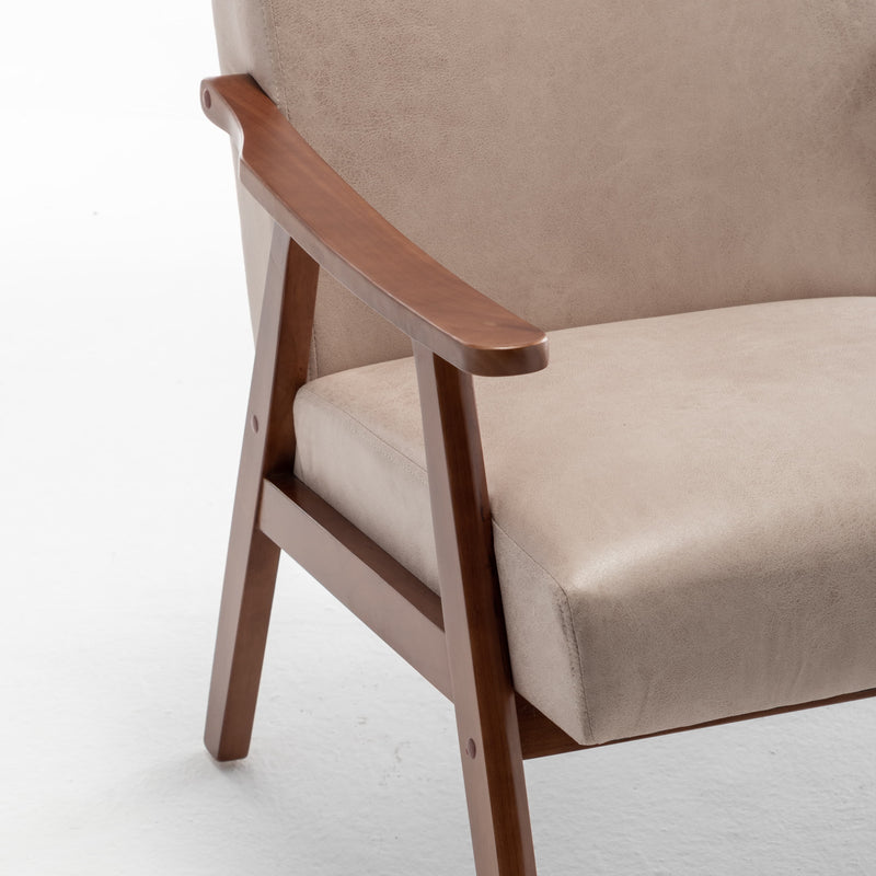 Furniliving Mid-Century Modern Chair, Living Room Chair with Solid Wood Frame, Accent Chair Extra-Thick Backrest, Wingback Chair for Bedroom, Reading Room, Living Room, Lounge Chair Indoor
