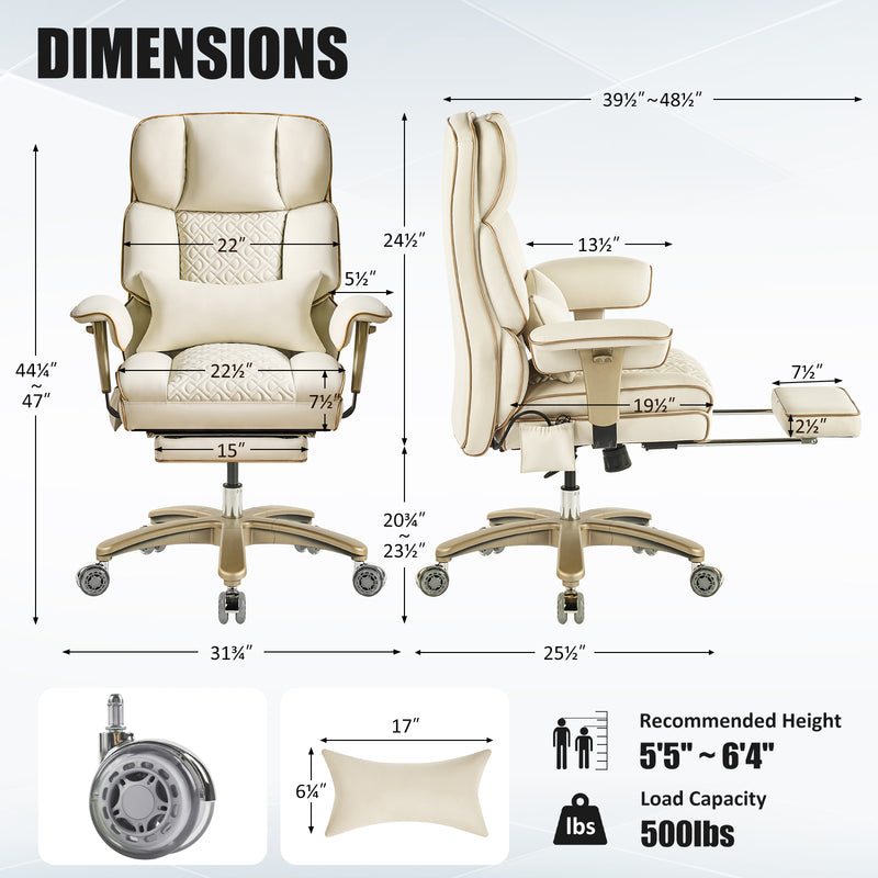 Furniliving Modern Big Tall Executive Office Chair Pu Leather Office Desk Chair With Footrest