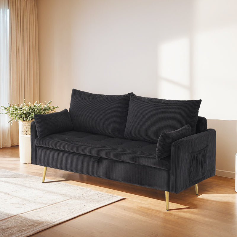 Furniliving Corduroy Upholstered Loveseat With Storage