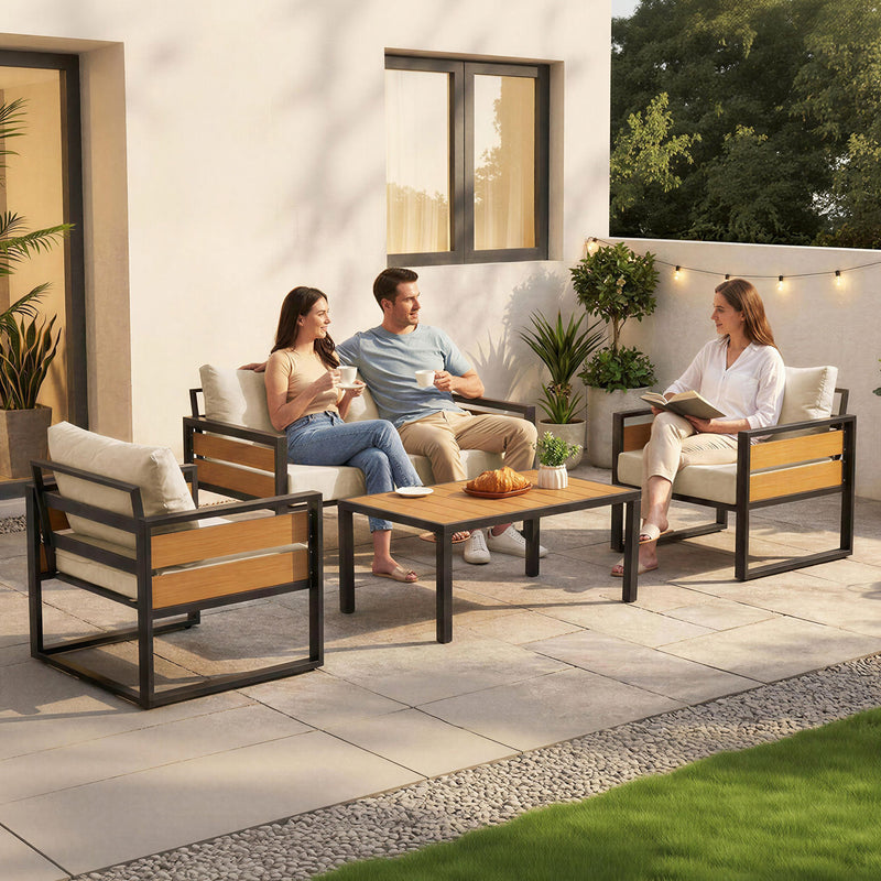 Furniliving  Patio Furniture Set, 2-Piece Steel Outdoor Sectional, 2-Seats Patio Conversation Set with Deep Seating