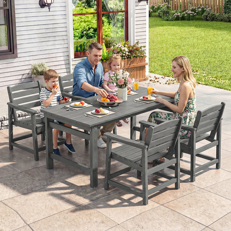 5-Piece Outdoor Dining Set, 67" HDPE Dining Table and Chairs for 4,Outdoor Furniture Set for Backyard
