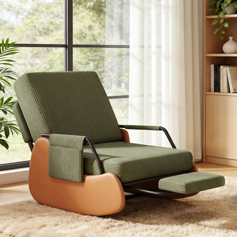 Upholstered Nursery Glider Chair with Adjustable Recline & Retractable Footrest