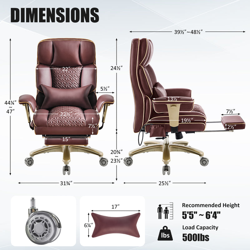 Furniliving Modern Big Tall Executive Office Chair Pu Leather Office Desk Chair With Footrest
