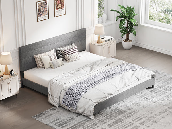 Furniliving Leonard Contemporary Modern Upholstered Platform Bed