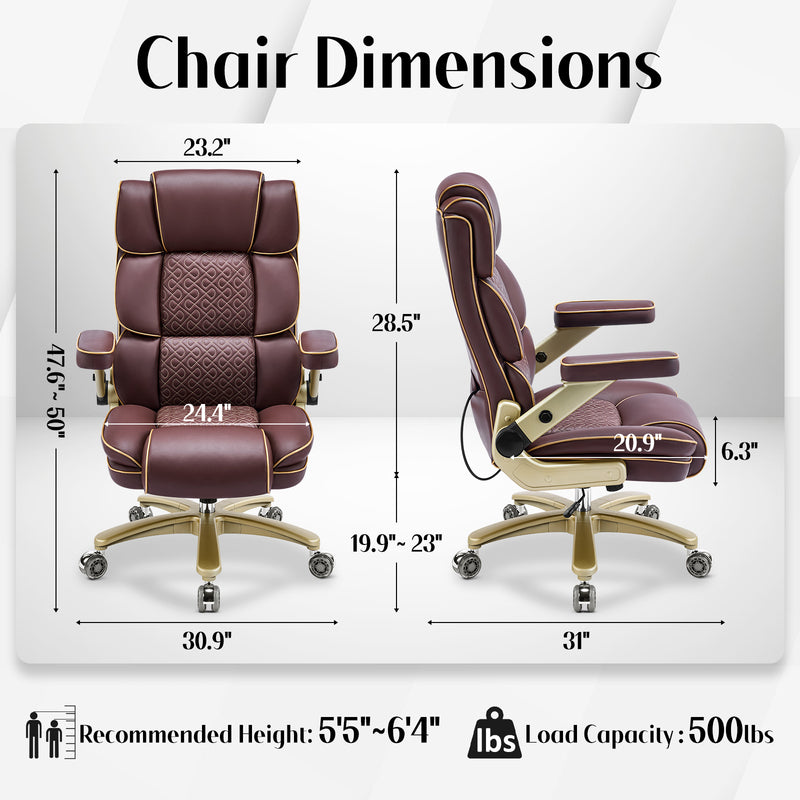 Heavy Duty Leather Ofifice Chair with 5D Armrests Comfortable Seat