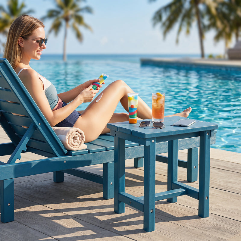 Furniliving  HDPE 16.5'' Square Outdoor Side Table