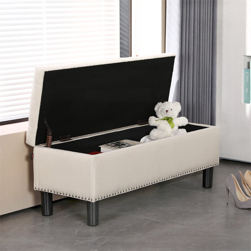 Ouzts Storage Bench Beige-1|Furnimart