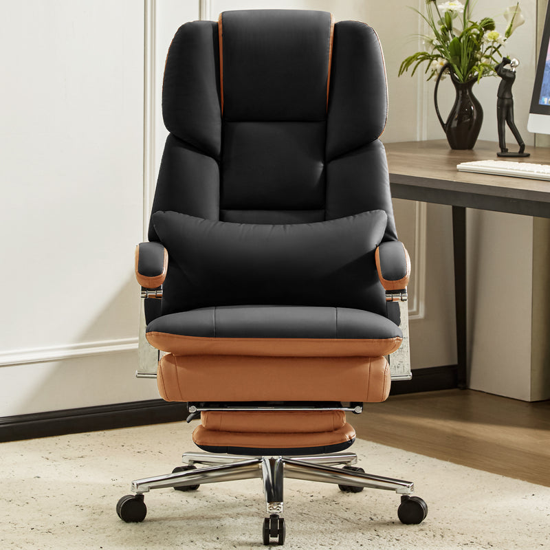 Furniliving faux leather office chair with footrest