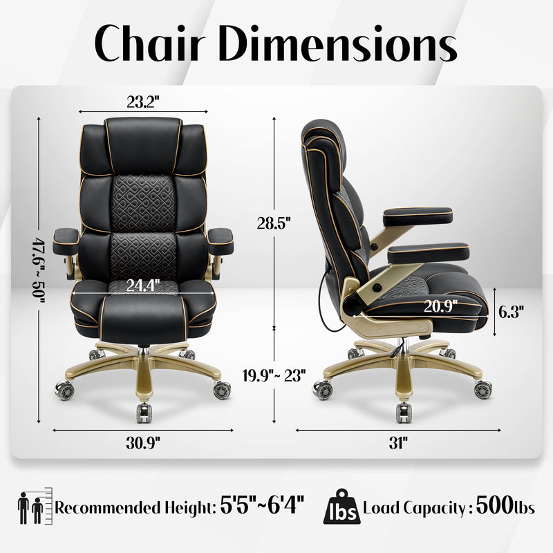Heavy Duty Leather Ofifice Chair with 5D Armrests Comfortable Seat