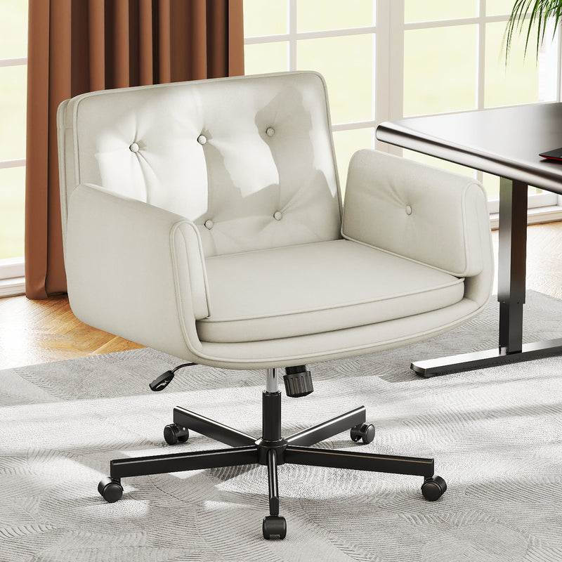 Furniliving Oversize Criss Cross Home Office Desk Chair Faux Leather Accent  Chair With Adjustable Arms