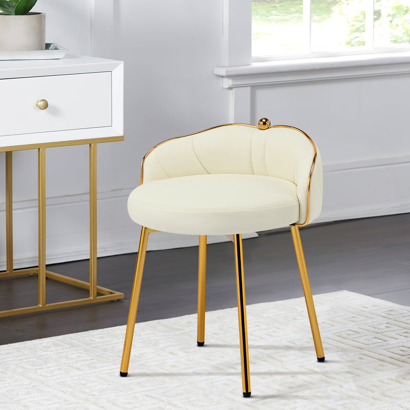 Furniliving Cute Vanity Chair With Golden Legs