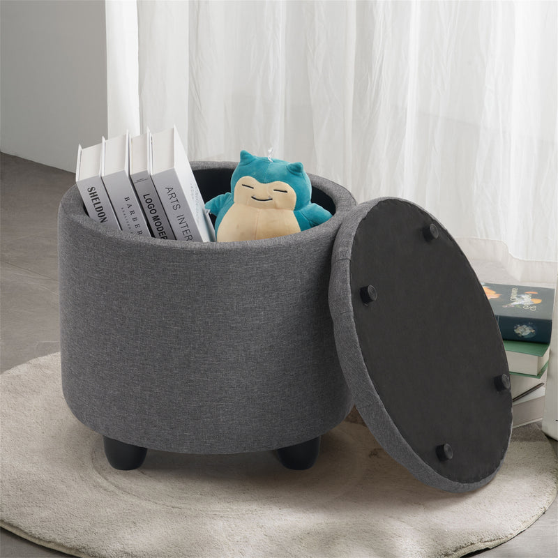 Avers Linen Upholstered Storage Ottoman