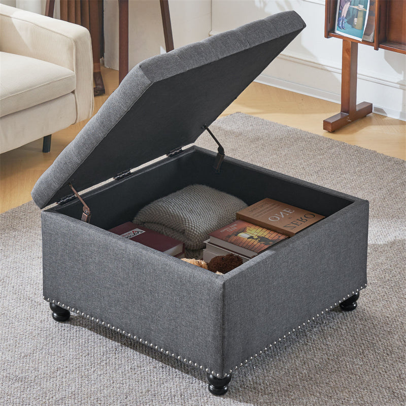 Audel Linen Upholstered Storage Ottoman
