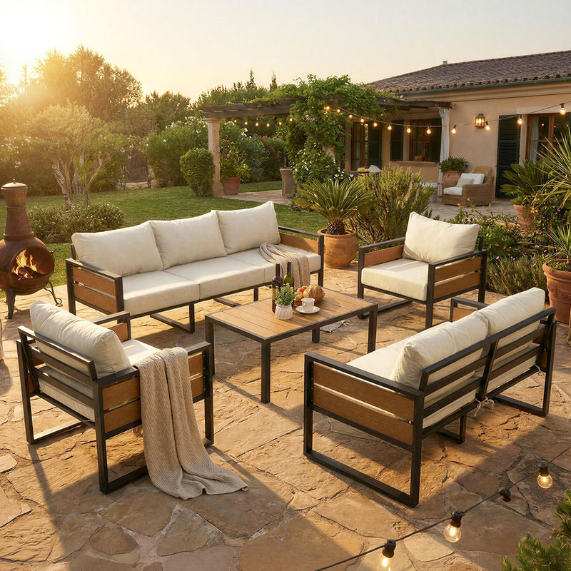Furniliving  Patio Furniture Set, 2-Piece Steel Outdoor Sectional, 2-Seats Patio Conversation Set with Deep Seating