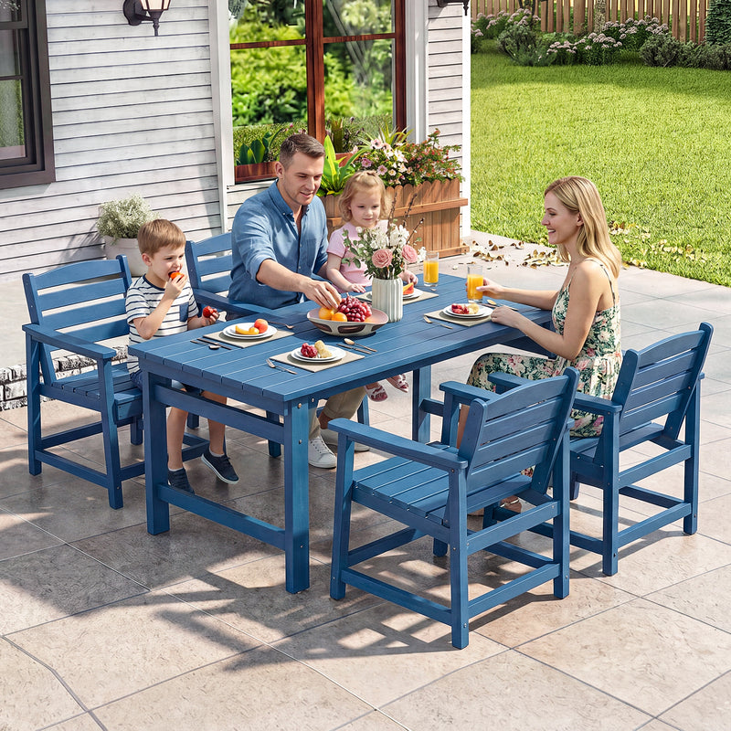 5-Piece Outdoor Dining Set, 67" HDPE Dining Table and Chairs for 4,Outdoor Furniture Set for Backyard
