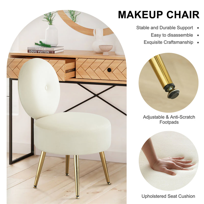 Furnimart Round Velvet Upholstered Vanity Stool Furnimart Inc Furnimart Round Velvet Upholstered Vanity Stool Furnimart Inc