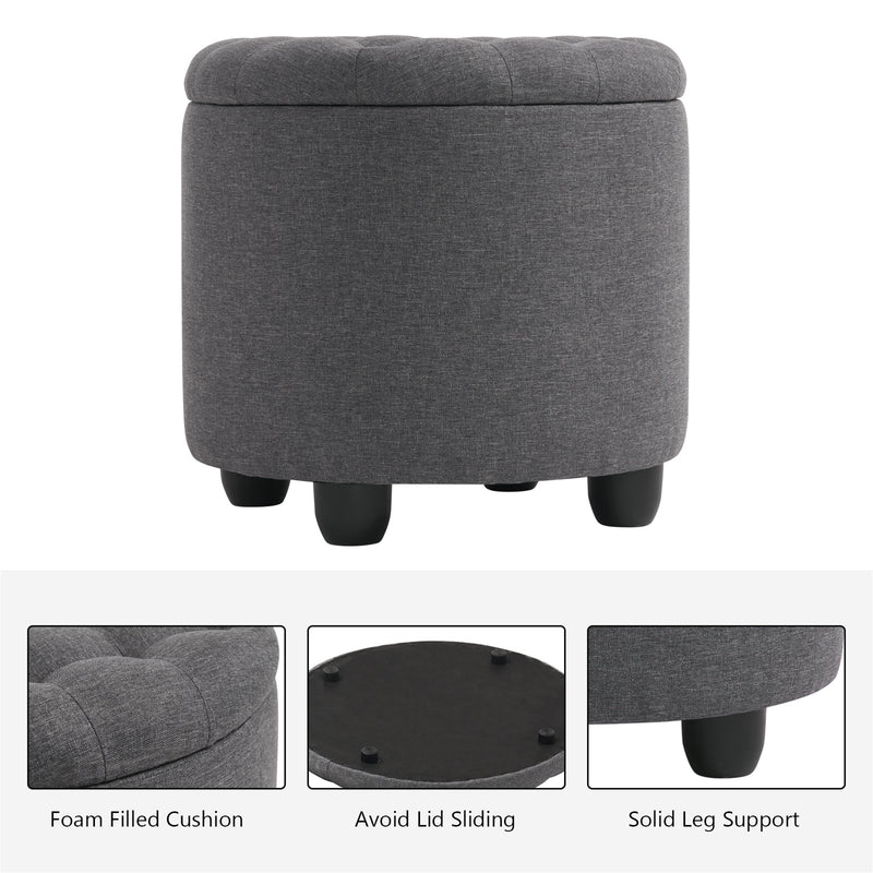 Avers Linen Upholstered Storage Ottoman