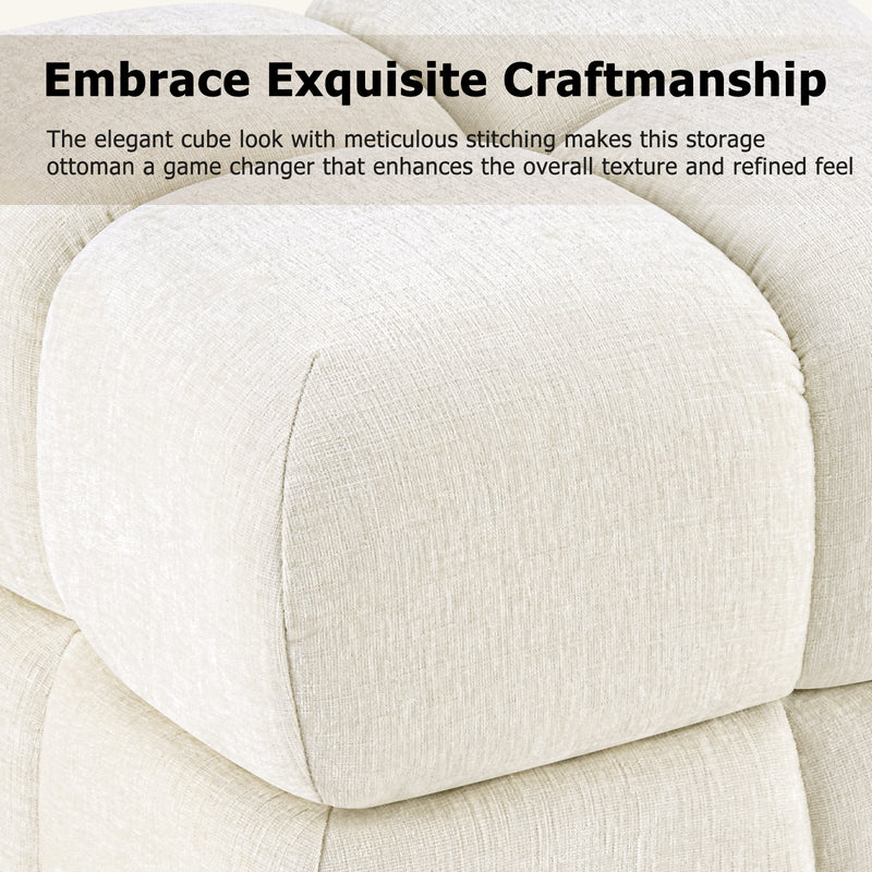 Oversize Storage Ottoman,Modern Chenille Vanity Chair