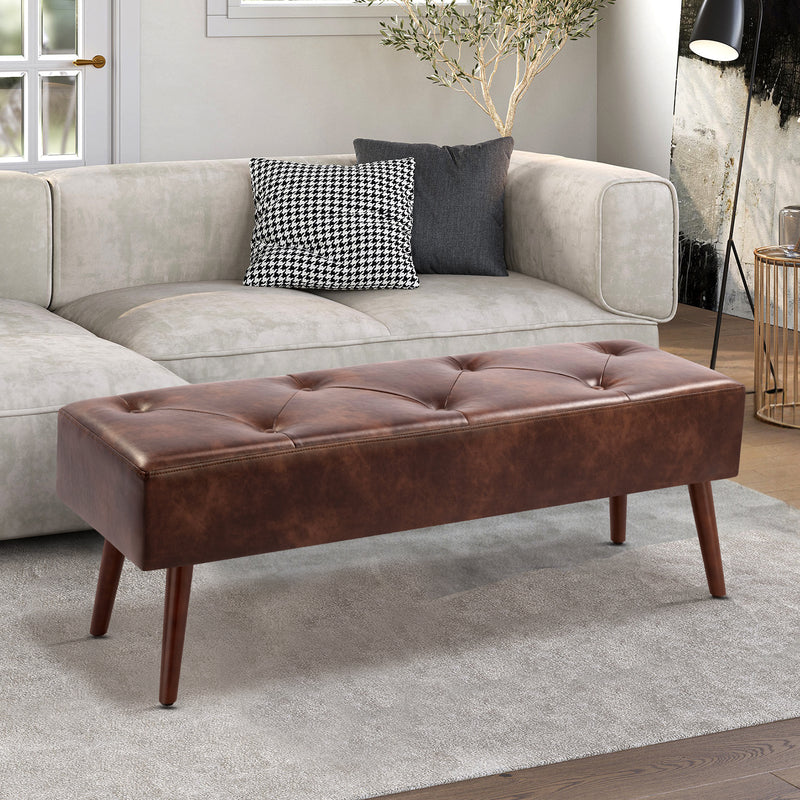 44.75" End of Bed Bench,Modern Tufted Velvet Ottoman Bench With Gold Legs