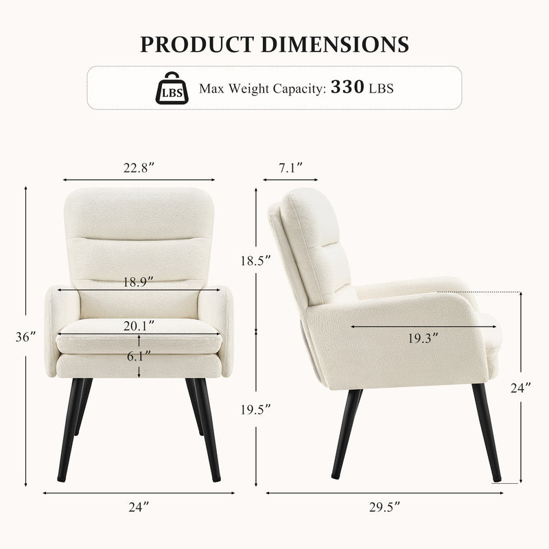 Chenille  Button Tufted High Back Armchair for Living Room