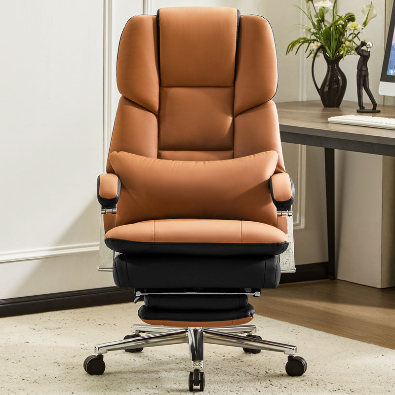 Furniliving faux leather office chair with footrest