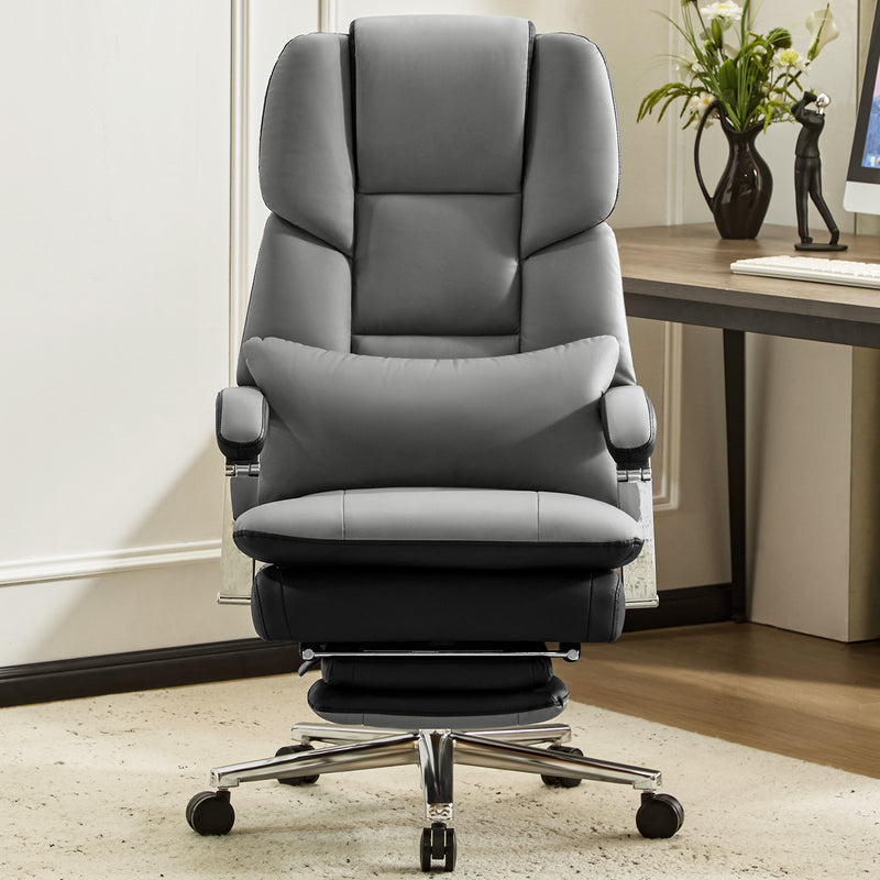 Furniliving faux leather office chair with footrest