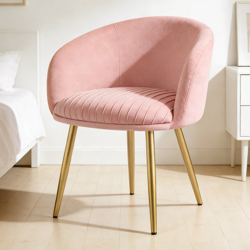 Makeup Vanity Chair Velevt Upholstered Side Chair with Metal Legs