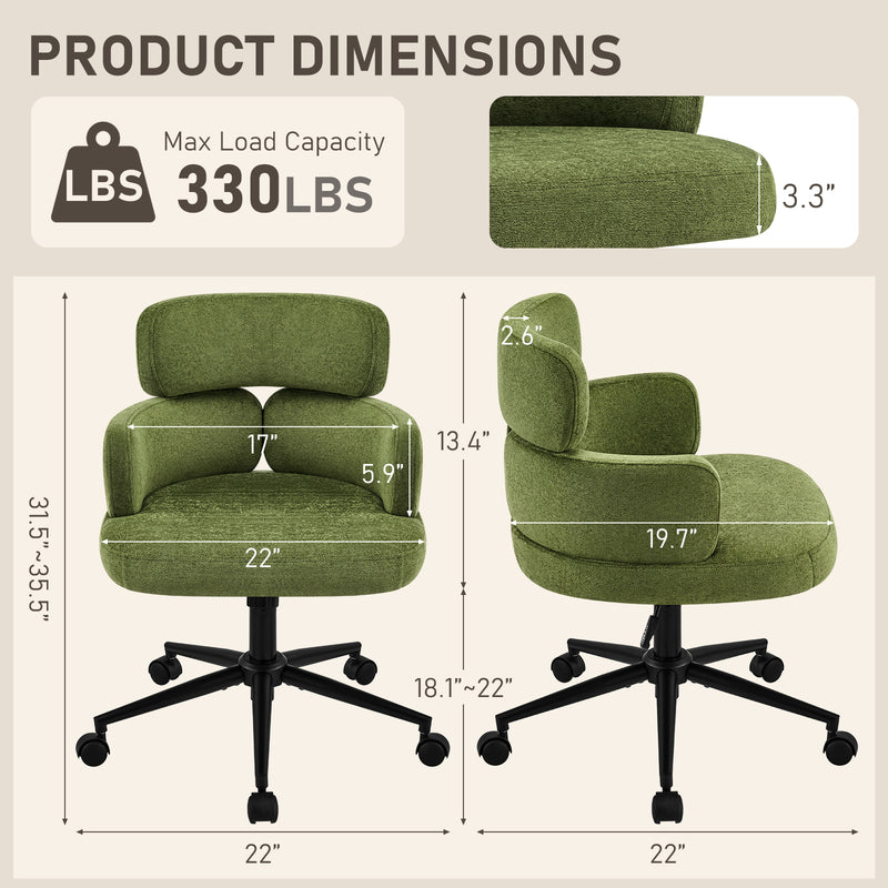 Swivel Accent Dining Chair ，Upholstered Vanity Chair With Arms