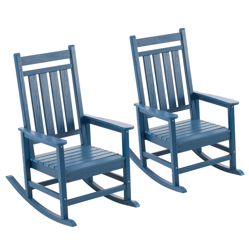 Oversized Rocking Chairs Set of 2, HDPE Outdoor Rocking Chair for Adults with High Back