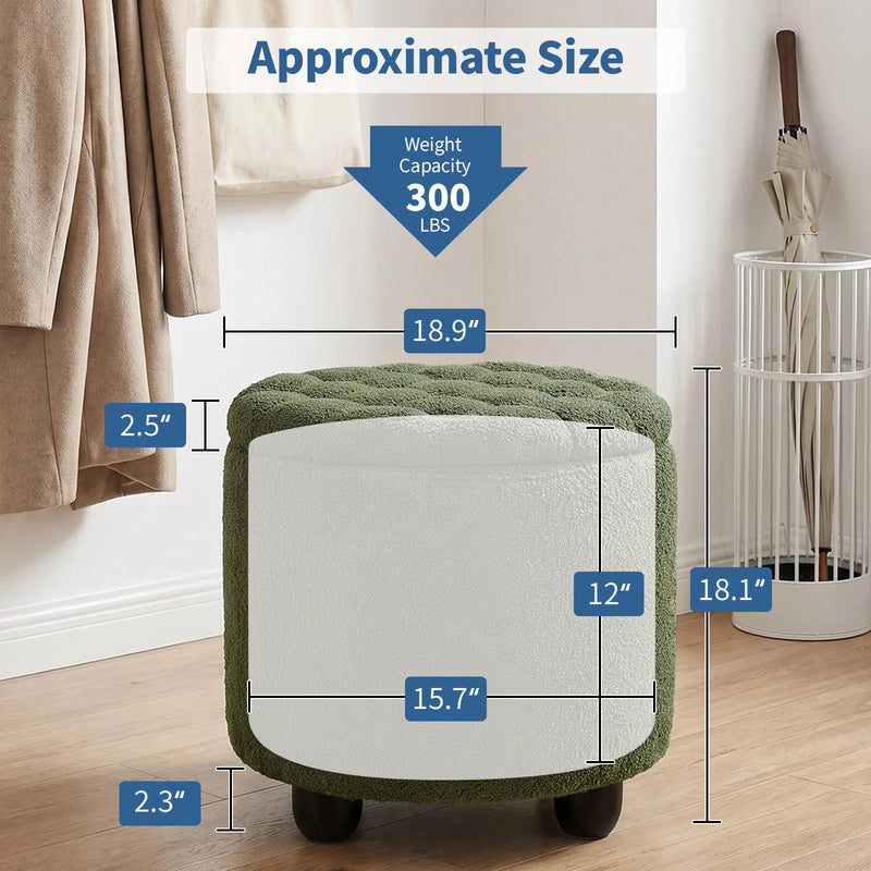 Linen Upholstered Storage Ottoman