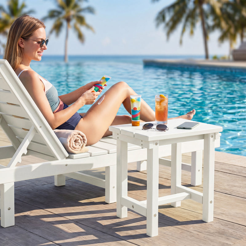 Furniliving  HDPE 16.5'' Square Outdoor Side Table