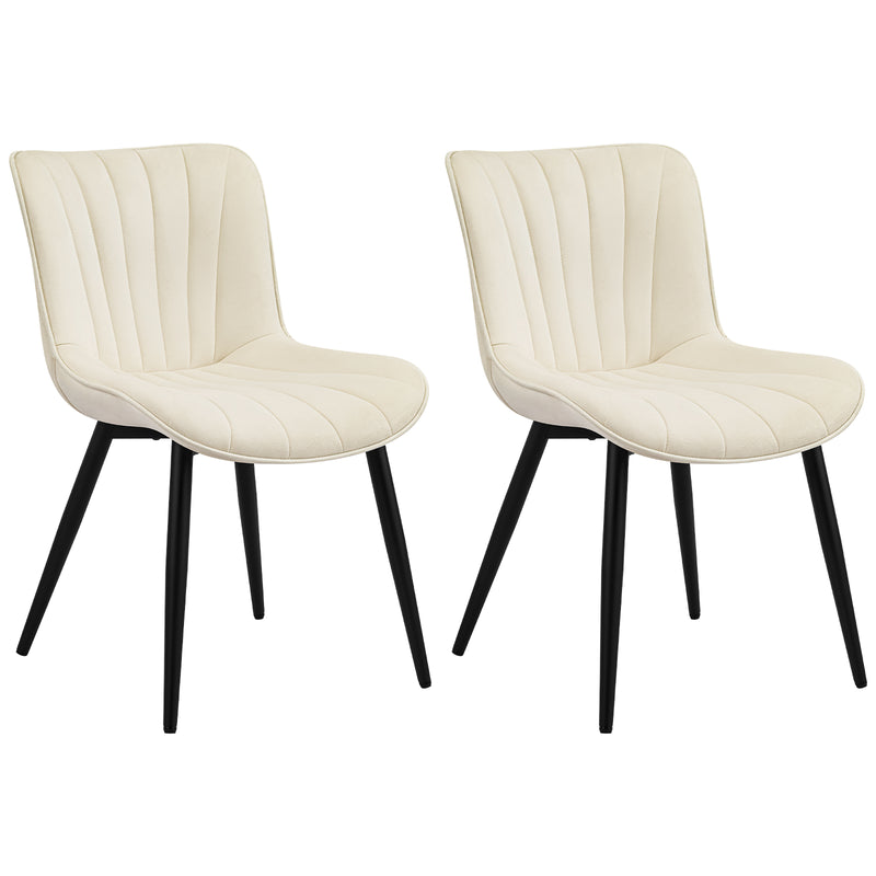 Mid Century 2-Pcs Dining Chairs Velvet Kitchen And Dining Room Chairs Upholstered Accent Chairs With Ergonomic Back