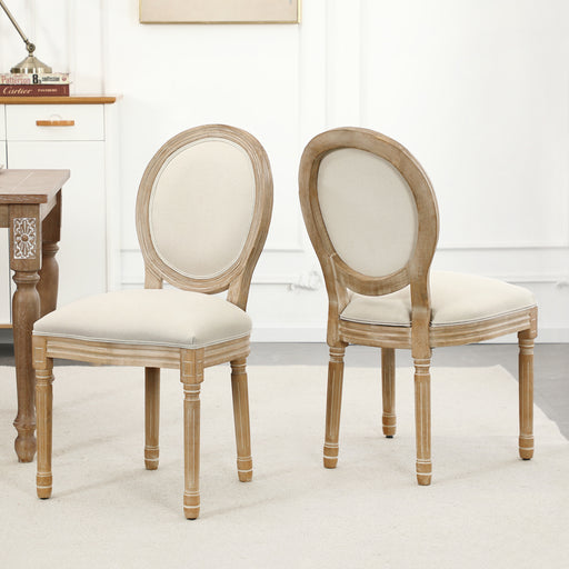 Troutdale King Louis Back Side Chair in Beige/Oak, Solid Wood