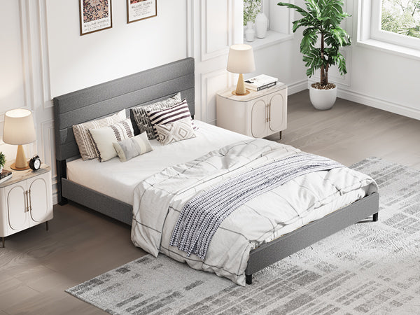Furniliving Leonard Contemporary Modern Upholstered Platform Bed