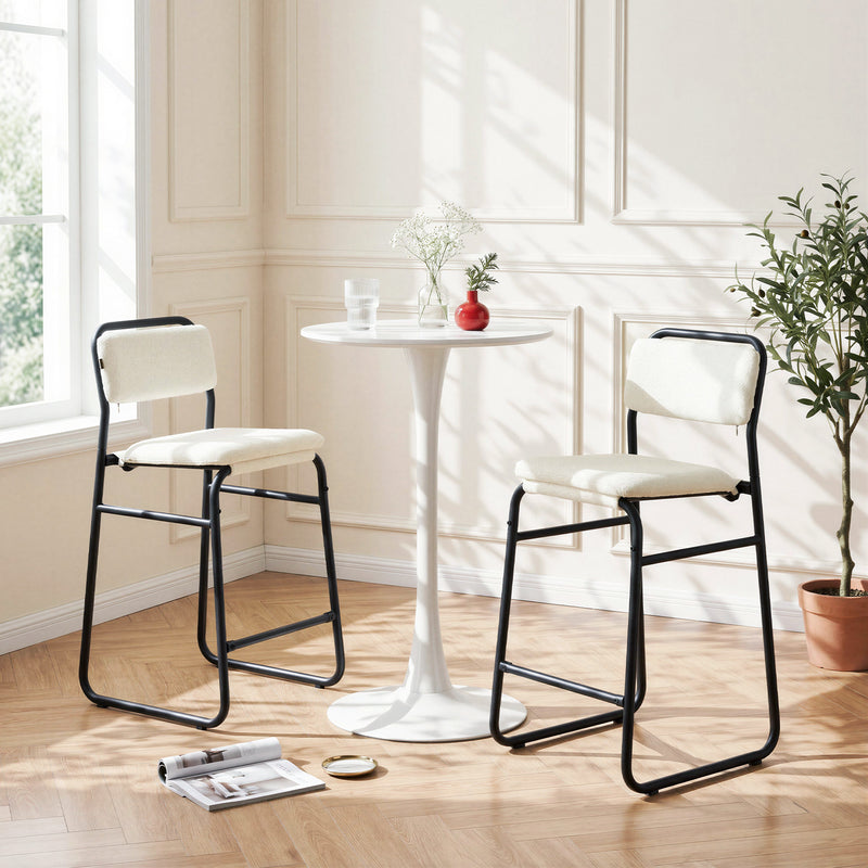 Counter Height Bar Stools Set of 2,26’’H Upholstered Bar Stools With Footrest